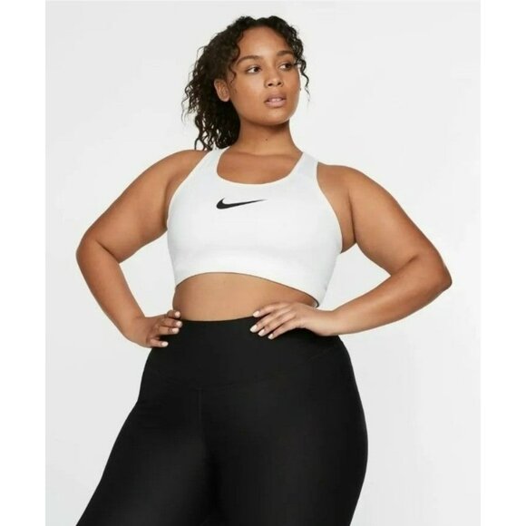 3X WOMEN'S NIKE SWOOSH BRA TOP WHITE BQ0973-100 - Picture 1 of 5